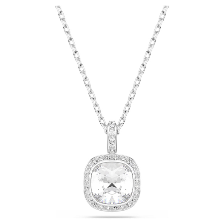 Una Angelic set Cushion cut, White, Rhodium plated
